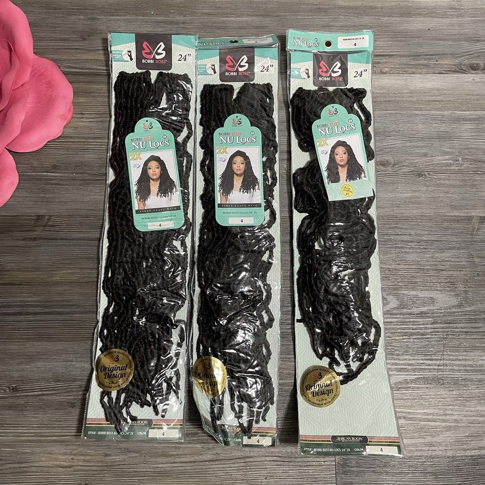Lot of 3 BOBBY BOSS NU LOCS Soft & Light 24" 2X #4 Pre-made Loop